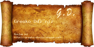 Gresko Döniz névjegykártya